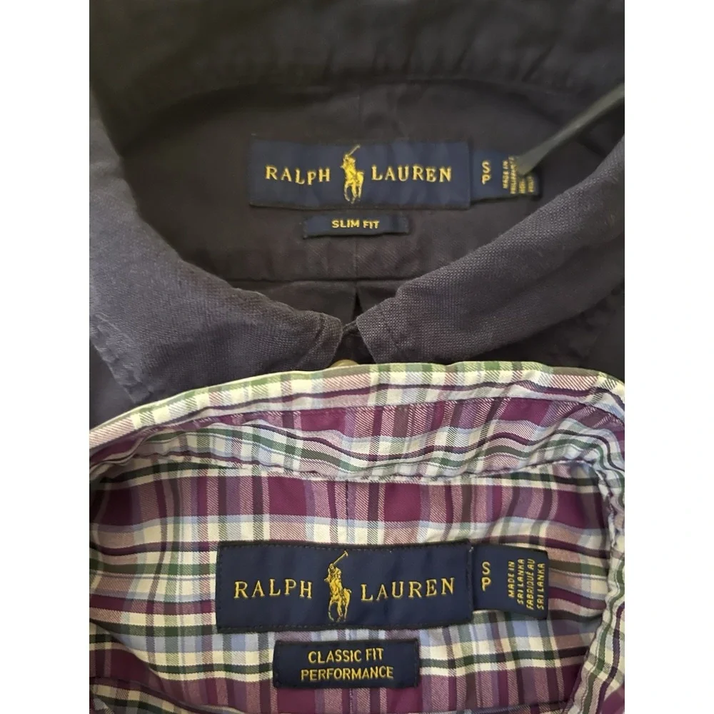 Polo Ralph Lauren Dress Shirts Men's SM Plaid Solid Long Sleeve Button Up Lot X2